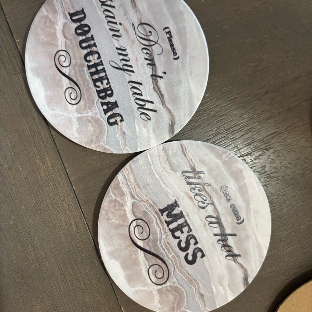 LIFVER Ceramic Coasters Set Smart Ass / Sarcastic Sayings New/ Hot Mess